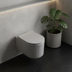 MISKA WC WISZĄCA RIMLESS LUMA-MTGR-RIM-03 SZARY MAT RYFLOWANA DESKA WOLNOOPADAJĄCA DUROPLAST LUMA-MTGR-RIM-03