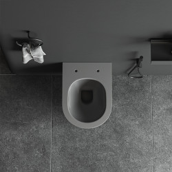 MISKA WC WISZĄCA RIMLESS LUMA-MTGR-RIM-03 SZARY MAT RYFLOWANA DESKA WOLNOOPADAJĄCA DUROPLAST LUMA-MTGR-RIM-03
