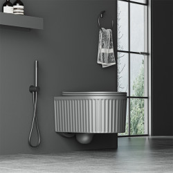 MISKA WC WISZĄCA RIMLESS LUMA-MTGR-RIM-03 SZARY MAT RYFLOWANA DESKA WOLNOOPADAJĄCA DUROPLAST LUMA-MTGR-RIM-03