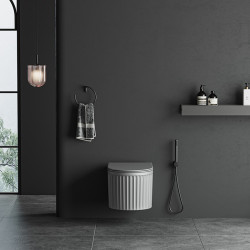 MISKA WC WISZĄCA RIMLESS LUMA-MTGR-RIM-03 SZARY MAT RYFLOWANA DESKA WOLNOOPADAJĄCA DUROPLAST LUMA-MTGR-RIM-03