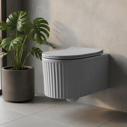 MISKA WC WISZĄCA RIMLESS LUMA-MTGR-RIM-03 SZARY MAT RYFLOWANA DESKA WOLNOOPADAJĄCA DUROPLAST LUMA-MTGR-RIM-03