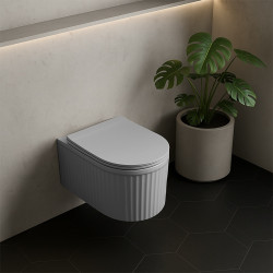 MISKA WC WISZĄCA RIMLESS LUMA-MTGR-RIM-03 SZARY MAT RYFLOWANA DESKA WOLNOOPADAJĄCA DUROPLAST LUMA-MTGR-RIM-03