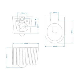 MISKA WC WISZĄCA RIMLESS LUMA-MTGR-RIM-03 SZARY MAT RYFLOWANA DESKA WOLNOOPADAJĄCA DUROPLAST LUMA-MTGR-RIM-03