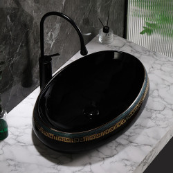 UMYWALKA NABLATOWA CERAMICZNA OWALNA CARI-BL-MOD2-600 CZARNA CARI-BL-MOD2-600