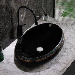 UMYWALKA NABLATOWA CERAMICZNA OWALNA CARI-BL-MOD2-600 CZARNA CARI-BL-MOD2-600