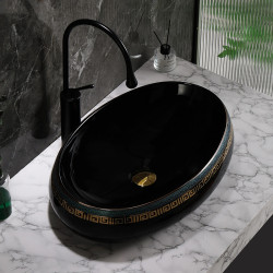 UMYWALKA NABLATOWA CERAMICZNA OWALNA CARI-BL-MOD2-600 CZARNA CARI-BL-MOD2-600