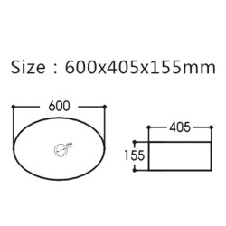 UMYWALKA NABLATOWA CERAMICZNA OWALNA CARI-BL-MOD2-600 CZARNA CARI-BL-MOD2-600