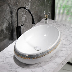 UMYWALKA NABLATOWA CERAMICZNA OWALNA CARI-WH-MOD2-600 BIAŁA CARI-WH-MOD2-600