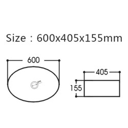 UMYWALKA NABLATOWA CERAMICZNA OWALNA CARI-WH-MOD2-600 BIAŁA CARI-WH-MOD2-600