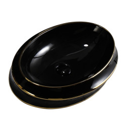 UMYWALKA NABLATOWA CERAMICZNA OWALNA YOKO-BL-GL-LN-600 CZARNA YOKO-BL-GL-LN-600