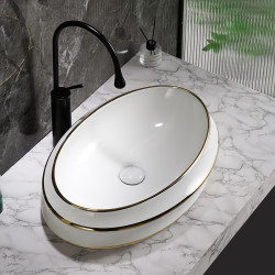 UMYWALKA NABLATOWA CERAMICZNA OWALNA YOKO-WH-GL-LN-600 BIAŁA YOKO-WH-GL-LN-600