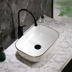 UMYWALKA NABLATOWA CERAMICZNA PROSTOKĄTNA MILO-WH-MOD1-455 BIAŁA MILO-WH-MOD1-455