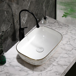 UMYWALKA NABLATOWA CERAMICZNA PROSTOKĄTNA MILO-WH-MOD1-455 BIAŁA MILO-WH-MOD1-455