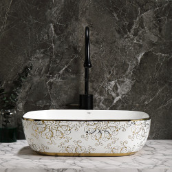UMYWALKA NABLATOWA CERAMICZNA PROSTOKĄTNA MILO-WH-MOD1-455 BIAŁA MILO-WH-MOD1-455