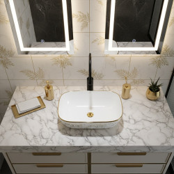 UMYWALKA NABLATOWA CERAMICZNA PROSTOKĄTNA MILO-WH-MOD1-455 BIAŁA MILO-WH-MOD1-455