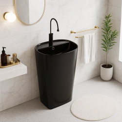 UMYWALKA WOLNOSTOJĄCA CERAMICZNA OWALNA CLARO-BL-490 CZARNA CLARO-BL-490