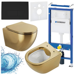ZESTAW PODTYNKOWY WC STELAŻ GEBERIT DUOFIX MISKA MIZU-GL-WH-RIM-03 PRZYCISK DELTA 50 CZARNY MAT