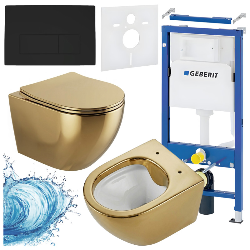 ZESTAW PODTYNKOWY WC STELAŻ GEBERIT DUOFIX MISKA MIZU-GL-WH-RIM-03 PRZYCISK DELTA 50 CZARNY MAT
