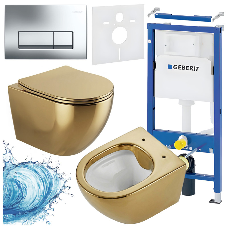 ZESTAW PODTYNKOWY WC STELAŻ GEBERIT DUOFIX MISKA MIZU-GL-WH-RIM-03 PRZYCISK DELTA 50 CHROM