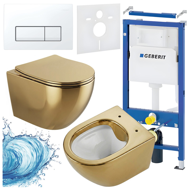 ZESTAW PODTYNKOWY WC STELAŻ GEBERIT DUOFIX MISKA MIZU-GL-WH-RIM-03 PRZYCISK DELTA 50 BIAŁY