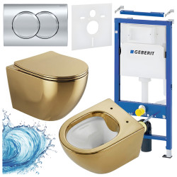 ZESTAW PODTYNKOWY WC STELAŻ GEBERIT DUOFIX MISKA MIZU-GL-WH-RIM-03 PRZYCISK DELTA 01 CHROM