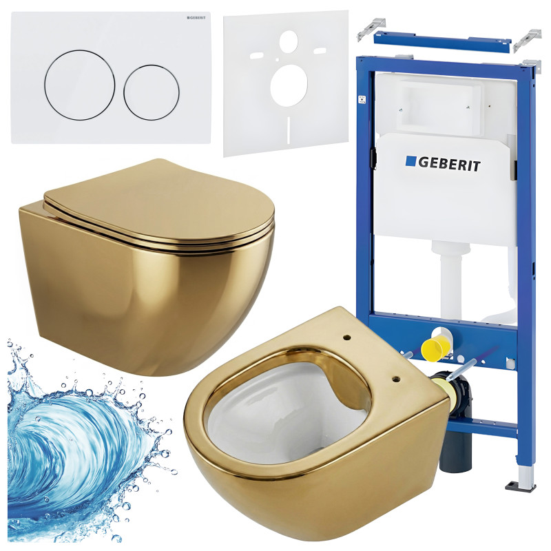 ZESTAW PODTYNKOWY WC STELAŻ GEBERIT DUOFIX MISKA MIZU-GL-WH-RIM-03 PRZYCISK DELTA 20 BIAŁY