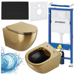 ZESTAW PODTYNKOWY WC STELAŻ GEBERIT DUOFIX MISKA MIZU-GL-BL-RIM-03 PRZYCISK DELTA 50 CZARNY MAT