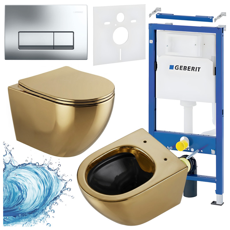 ZESTAW PODTYNKOWY WC STELAŻ GEBERIT DUOFIX MISKA MIZU-GL-BL-RIM-03 PRZYCISK DELTA 50 CHROM