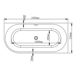HYDROSAN WANNA WOLNOSTOJĄCA MERA2-509C2-R-P-WHMT BIAŁA PRZELEW BIAŁY MAT