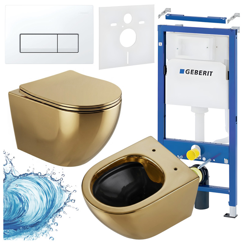 ZESTAW PODTYNKOWY WC STELAŻ GEBERIT DUOFIX MISKA MIZU-GL-BL-RIM-03 PRZYCISK DELTA 50 BIAŁY