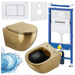 ZESTAW PODTYNKOWY WC STELAŻ GEBERIT DUOFIX MISKA MIZU-GL-BL-RIM-03 PRZYCISK DELTA 30 BIAŁY