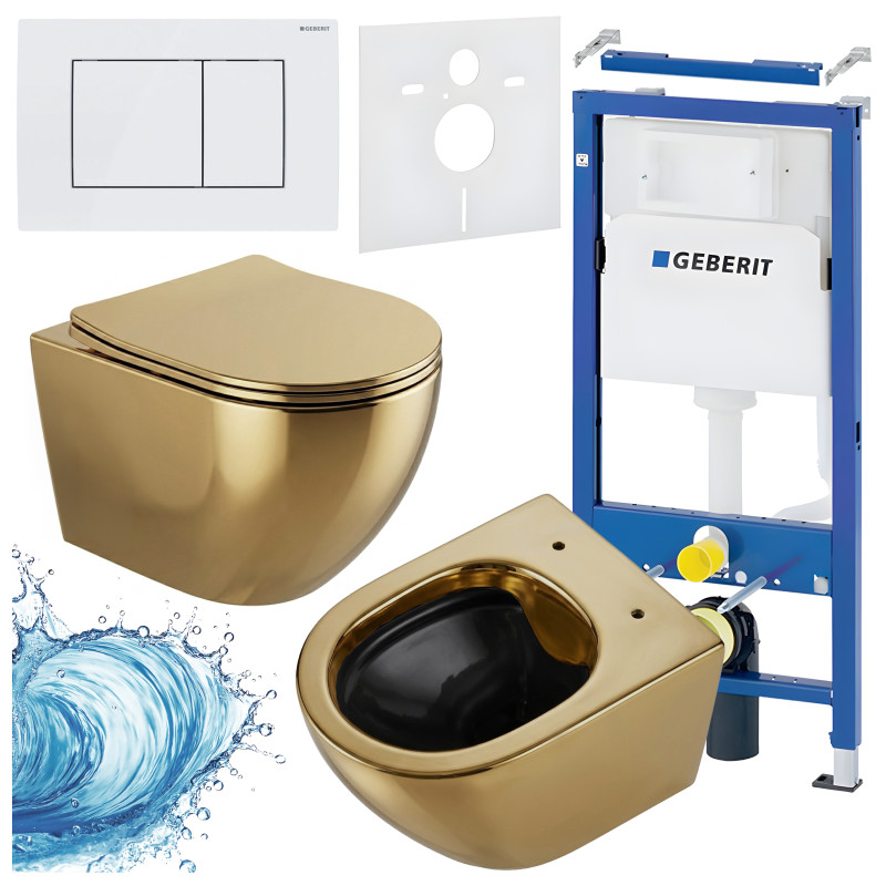 ZESTAW PODTYNKOWY WC STELAŻ GEBERIT DUOFIX MISKA MIZU-GL-BL-RIM-03 PRZYCISK DELTA 30 BIAŁY
