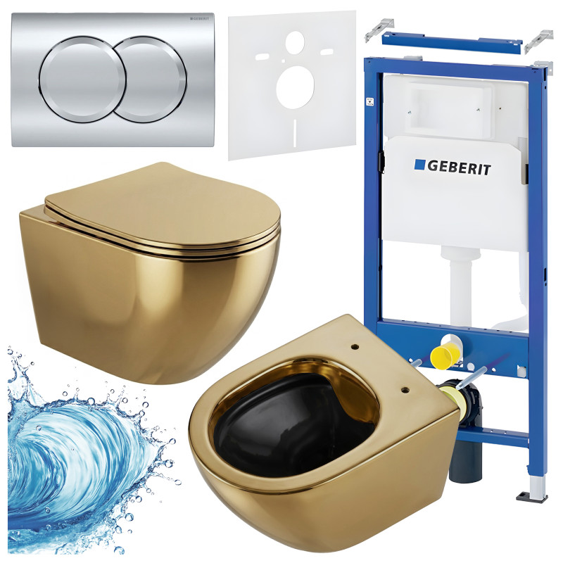 ZESTAW PODTYNKOWY WC STELAŻ GEBERIT DUOFIX MISKA MIZU-GL-BL-RIM-03 PRZYCISK DELTA 01 CHROM