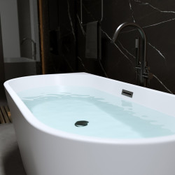 HYDROSAN WANNA PRZYŚCIENNA LENA2-527C2-P-BL BIAŁA PRZELEW CZARNY