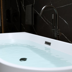 HYDROSAN WANNA PRZYŚCIENNA LENA2-527C2-P-BL BIAŁA PRZELEW CZARNY