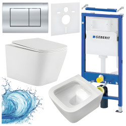 ZESTAW PODTYNKOWY WC STELAŻ GEBERIT DUOFIX MISKA AQUA-WH-03 PRZYCISK DELTA 30 CHROM