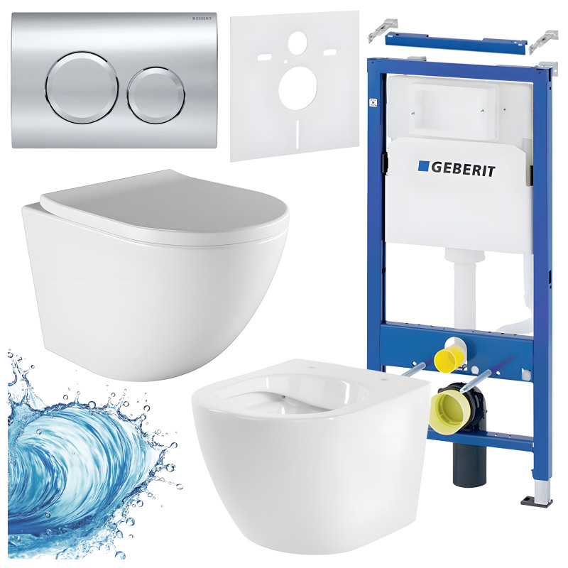 ZESTAW PODTYNKOWY WC STELAŻ GEBERIT DUOFIX MISKA PURO-WH-02 PRZYCISK DELTA 20 CHROM
