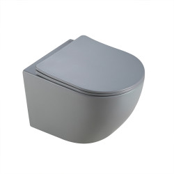 MISKA WC WISZĄCA RIMLESS PEAK-MTGR-RIM-03 SZARY MAT DESKA WOLNOOPADAJĄCA DUROPLAST PEAK-MTGR-RIM-03