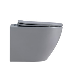 MISKA WC WISZĄCA TORNADO FLOW-MTGR-TR-03 SZARY MAT DESKA WOLNOOPADAJĄCA DUROPLAST FLOW-MTGR-TR-03