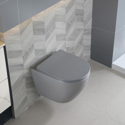 MISKA WC WISZĄCA TORNADO FLOW-MTGR-TR-03 SZARY MAT DESKA WOLNOOPADAJĄCA DUROPLAST FLOW-MTGR-TR-03