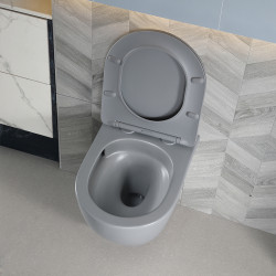 MISKA WC WISZĄCA TORNADO FLOW-MTGR-TR-03 SZARY MAT DESKA WOLNOOPADAJĄCA DUROPLAST FLOW-MTGR-TR-03
