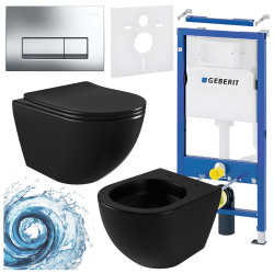 ZESTAW PODTYNKOWY WC STELAŻ GEBERIT DUOFIX MISKA NERO-MTB-03 PRZYCISK DELTA 50 CHROM
