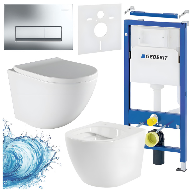ZESTAW PODTYNKOWY WC STELAŻ GEBERIT DUOFIX MISKA PURO-WH-02 PRZYCISK DELTA 50 CHROM