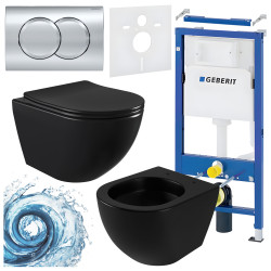 ZESTAW PODTYNKOWY WC STELAŻ GEBERIT DUOFIX MISKA NERO-MTB-03 PRZYCISK DELTA 01 CHROM