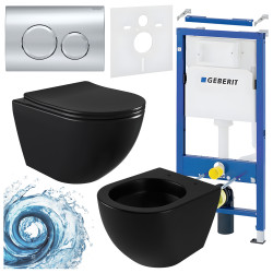 ZESTAW PODTYNKOWY WC STELAŻ GEBERIT DUOFIX MISKA NERO-MTB-03 PRZYCISK DELTA 20 CHROM