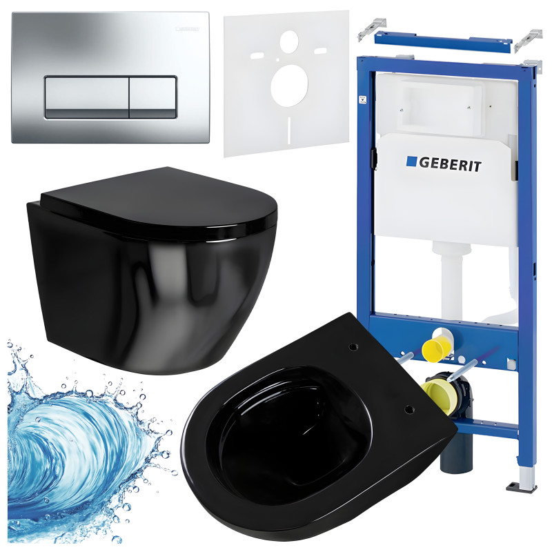 ZESTAW PODTYNKOWY WC STELAŻ GEBERIT DUOFIX MISKA MIZU-BL-RIM-02 PRZYCISK DELTA 50 CHROM