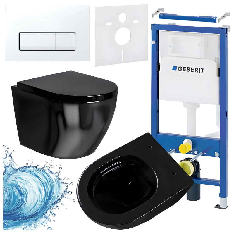 ZESTAW PODTYNKOWY WC STELAŻ GEBERIT DUOFIX MISKA MIZU-BL-RIM-02 PRZYCISK DELTA 50 BIAŁY