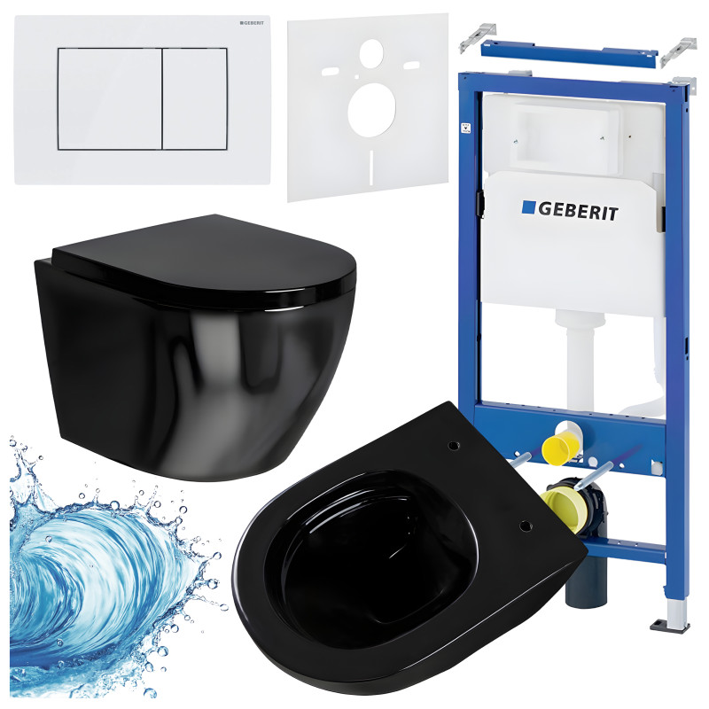 ZESTAW PODTYNKOWY WC STELAŻ GEBERIT DUOFIX MISKA MIZU-BL-RIM-02 PRZYCISK DELTA 30 BIAŁY