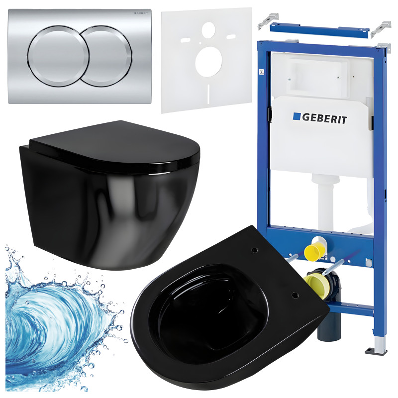 ZESTAW PODTYNKOWY WC STELAŻ GEBERIT DUOFIX MISKA MIZU-BL-RIM-02 PRZYCISK DELTA 01 CHROM