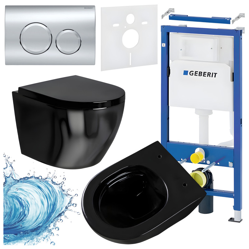 ZESTAW PODTYNKOWY WC STELAŻ GEBERIT DUOFIX MISKA MIZU-BL-RIM-02 PRZYCISK DELTA 20 CHROM